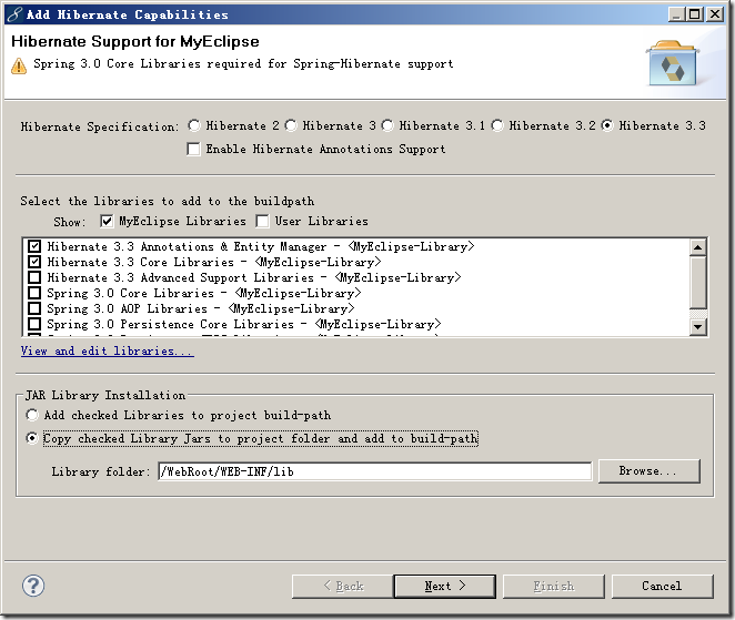 用MyEclipse10筹建SSH框架 Struts Spring Hibernate(转)