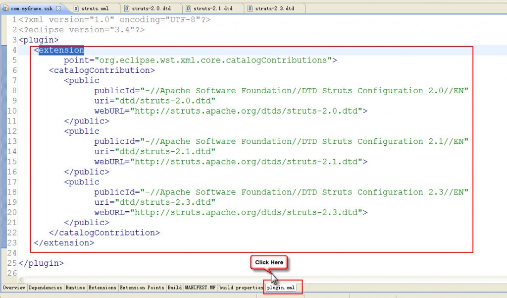 ��Eclipse�д����ʹ��struts2�����ļ���ʾ���