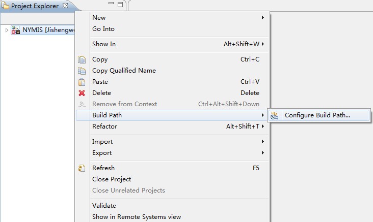 project-> properties( Ҽ-> build path-> configure build path