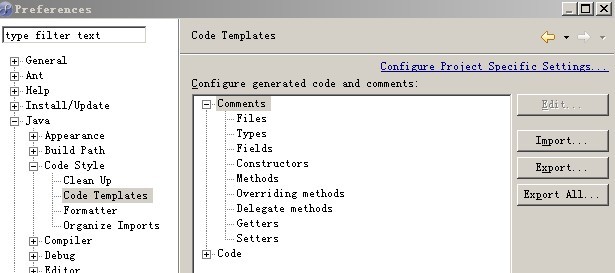 Eclipse����ڹ��ģ�塪��code templates