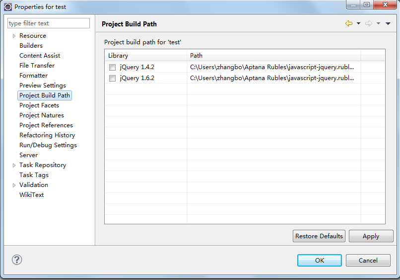 Eclipse3.7 离线装配Aptana Studio 3并支持jquery提示功能