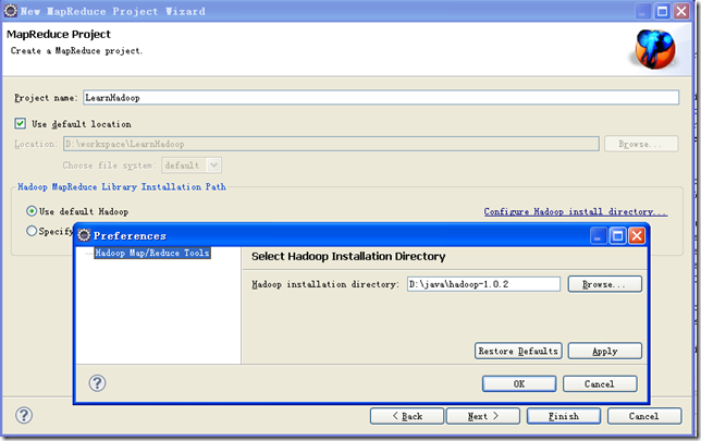 Hadoopѧϰ����֮��Eclipse��Զ�̵���Hadoop