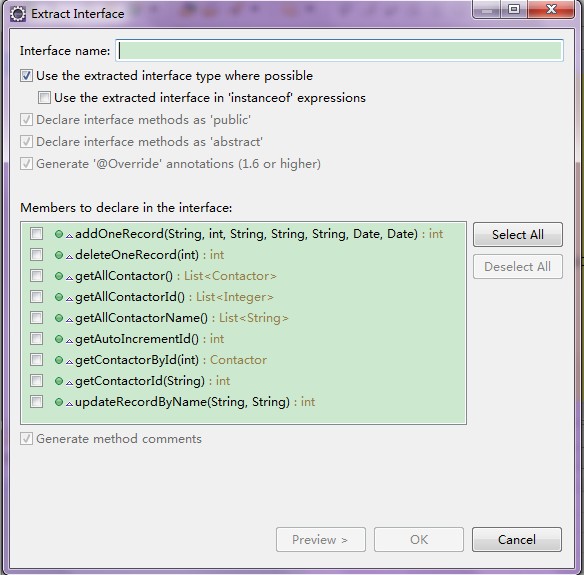 MyEclipse�Զ������г�ȡ�ӿ�