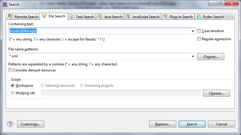 eclipse������Ŀ�в�Ѱָ���ļ�