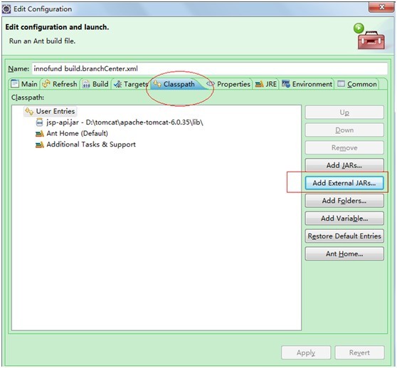 Eclipse下用ant打包时怎么添加jar包
