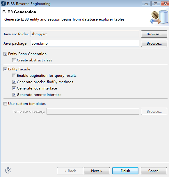 Myeclipse反向生成CMP实业Bean