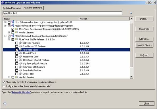 Hibernate Tools for Eclipse插件的装配和使用
