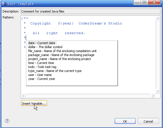Eclipse���Զ�����ע��