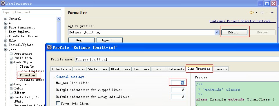 eclipse������Java�༭����line width