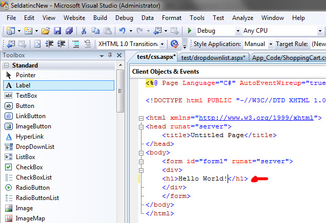 Visual Studio 中"式样应用"工具栏是哪个