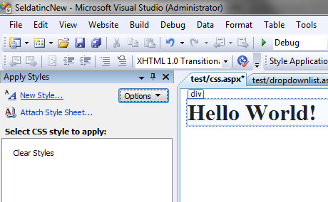 Visual Studio 中"式样应用"工具栏是哪个