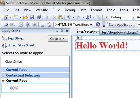 Visual Studio 中"式样应用"工具栏是哪个