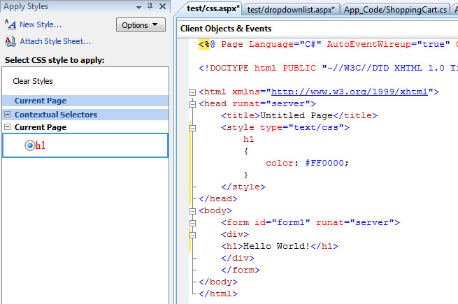 Visual Studio 中"式样应用"工具栏是哪个