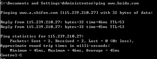 ping "www.baidu.com"ô