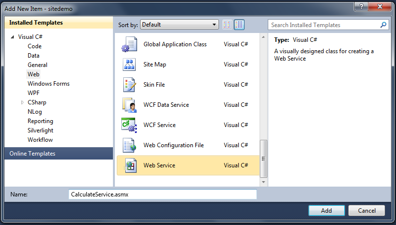 vs2010νweb service
