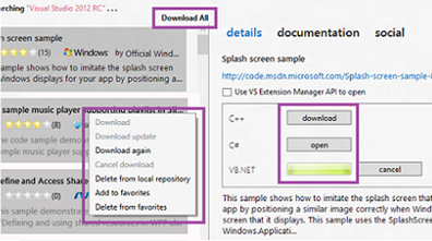 微软公布Visual Studio 2012 示例代码浏览器