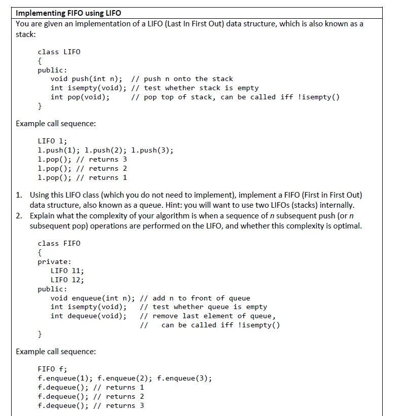 ΢ʿImplementing FIFO using LIFO