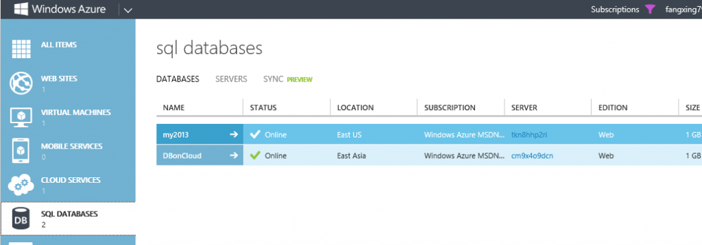 SQL serverǨƵWindows AzureµSQL database