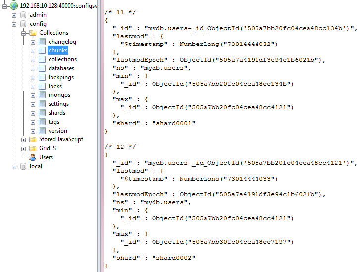 MongoDB ƬSharding ᰸  chunks  Ƭ