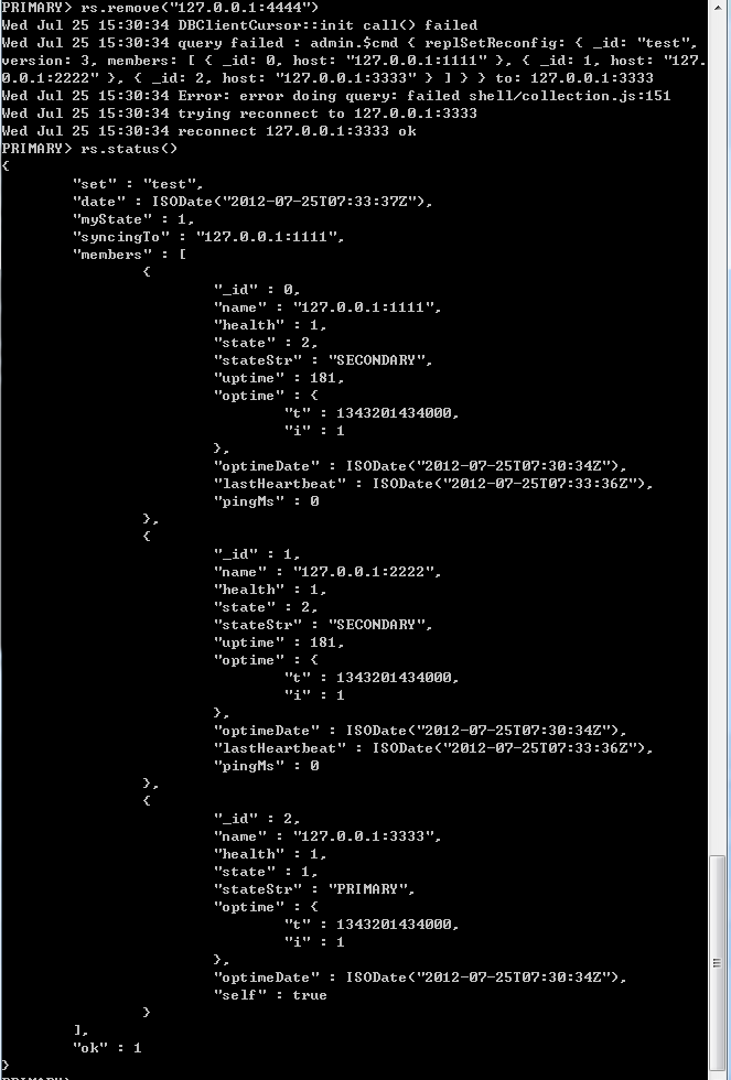 【转】Mongodb抄本集的维护