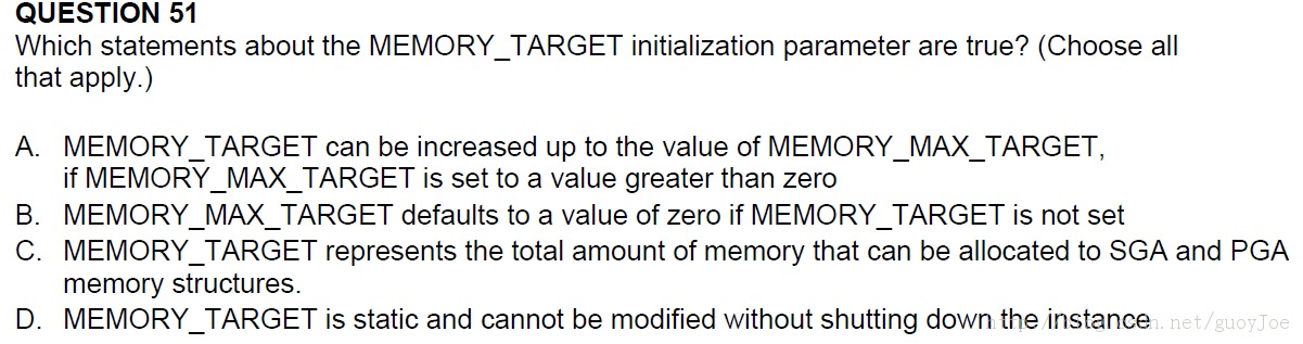[ÿһ]  11gOCP 1z0-053 :2013-10-13  MEMORY_TARGEʼ.51