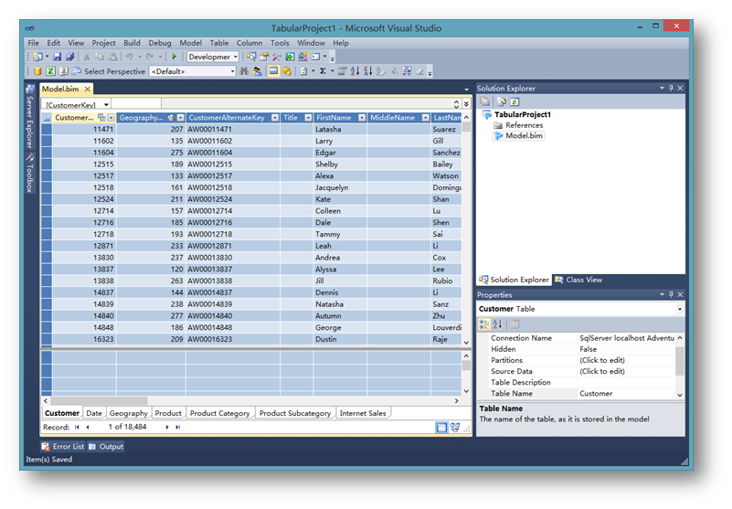 应用SQL Server Analysis Services Tabular Model建立分析模型