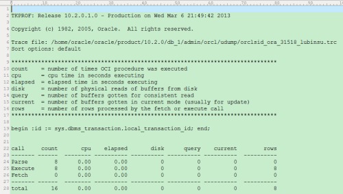 oracle sql_trace追踪与使用tkprof工具分析