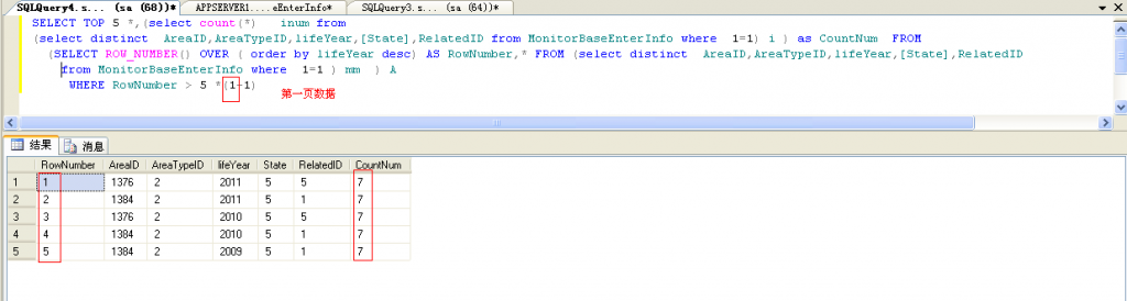 SQL 单表多条记要分组查询分页代码