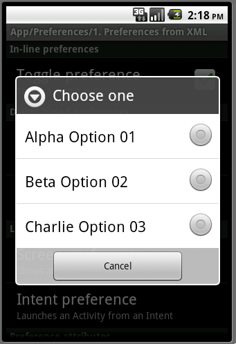 20110510004 Android ApiDemos示范解析(30):App->Preferences->Preferences from XML