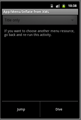Android ApiDemosʾ(25)App->Menu->Inflate from XML