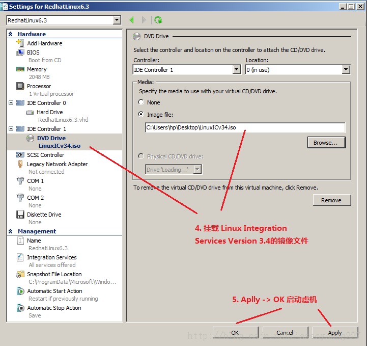 Hyper-V װ�� Redhat Linux 6.3 ���������������