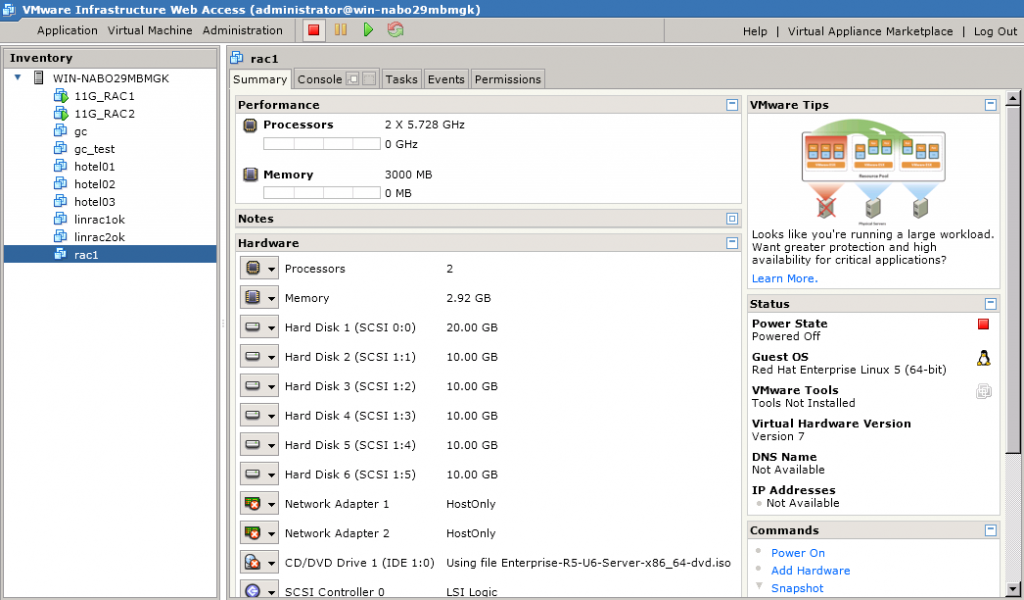 使用 VMware Server2 在 Oracle Enterprise Linux 下安装 Oracle11gR2 RAC