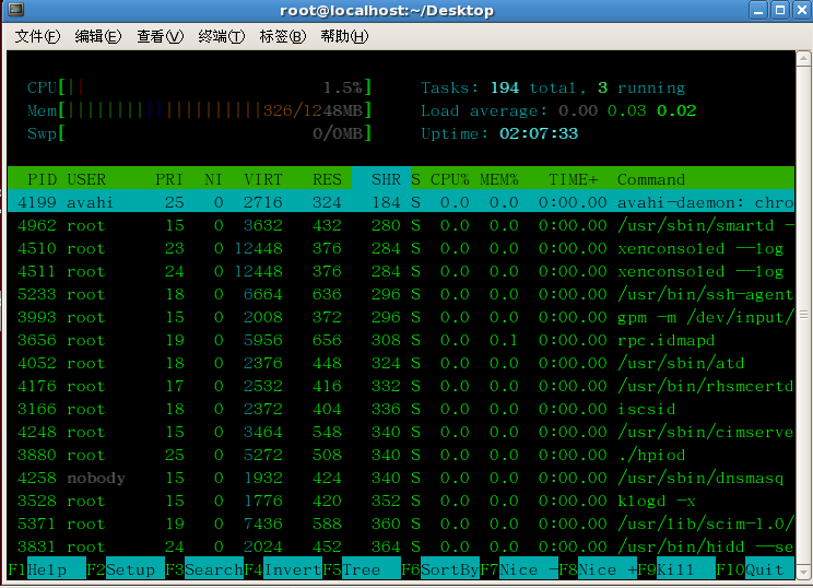 Linux过程实时监控 - htop