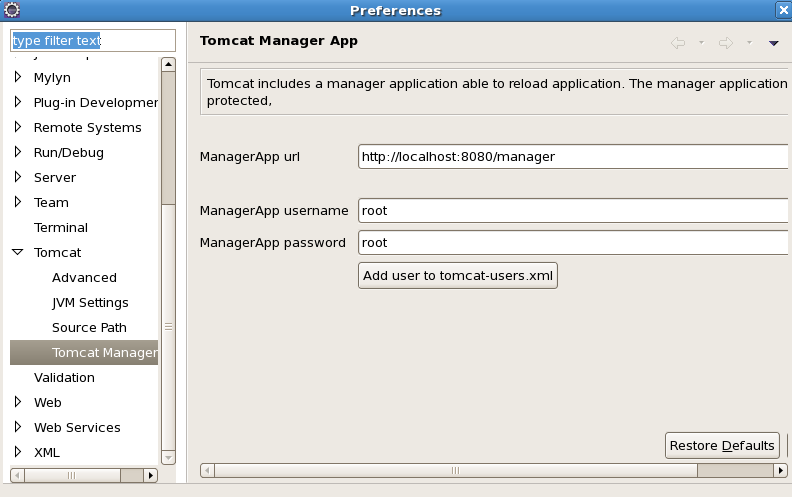 linuxeclipsetomcat(tomcatforEclipse)