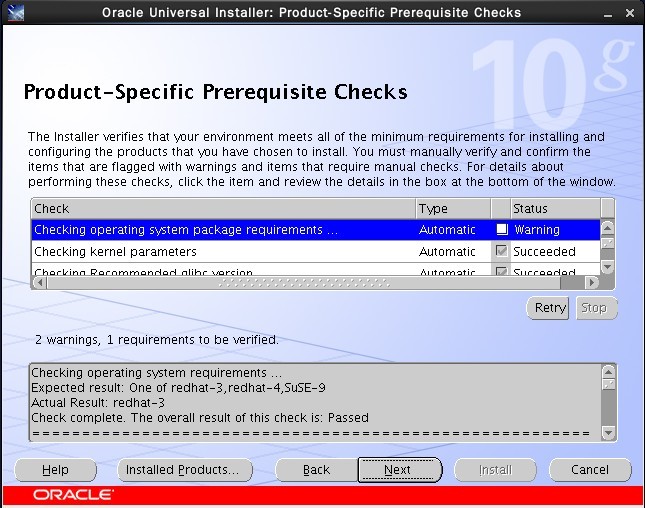 linux 装配oracle10g