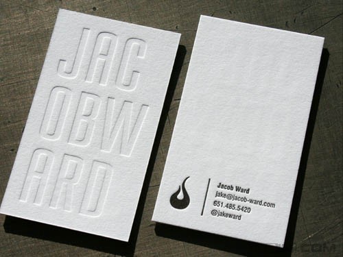 Jacob ward letterpress business cards_1 分享25个超酷的凸活字版印制(Letterprint)名片设计