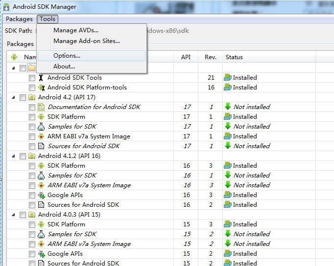 Android SDK Manager 更新失败的解决办法