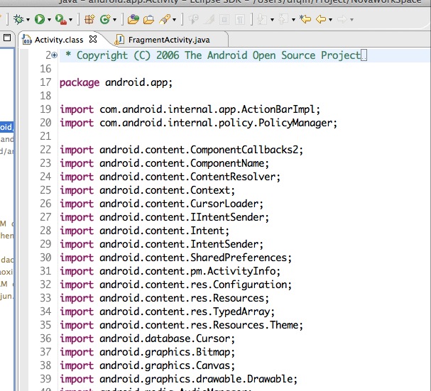 把android.jar 跟 android-support-v4.jar源文件引入工程