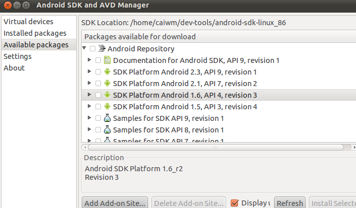 Ubuntu上Android sdk安装注意事项.