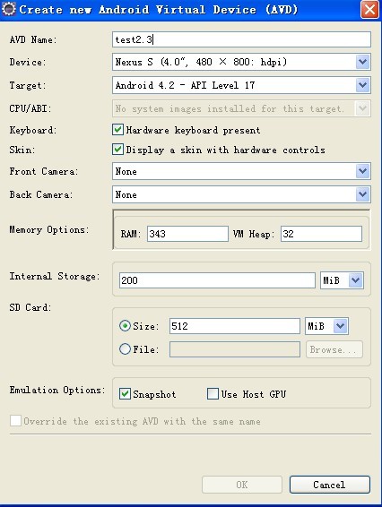 android ����AVD Create new ʧ�� Ϊ������Ĳ��ܰ��� ����ֽ��