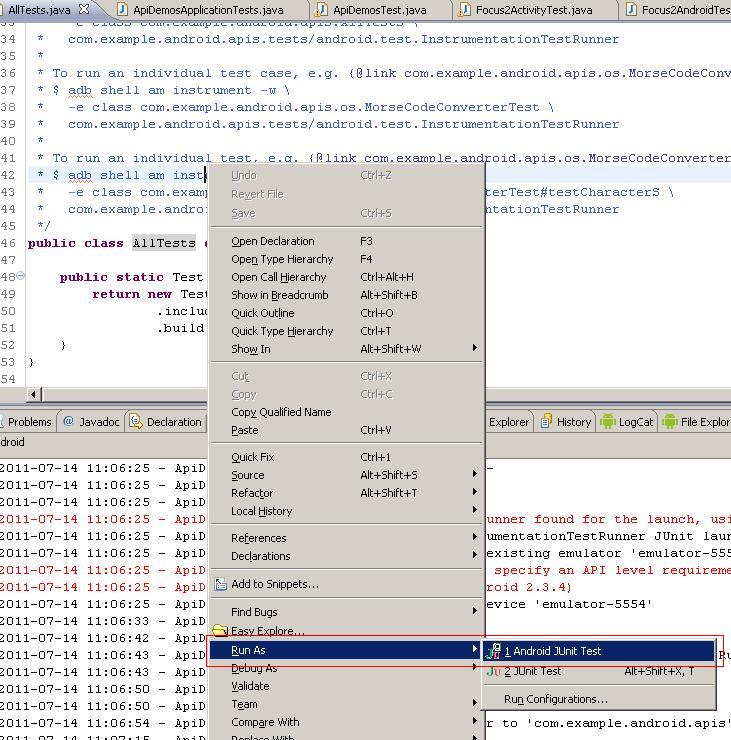 android ���Junit���в���
