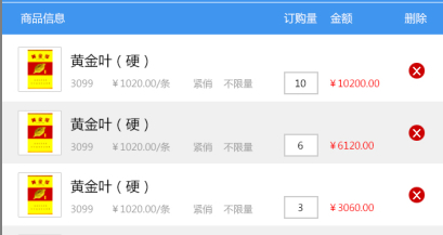listview 购物车格局