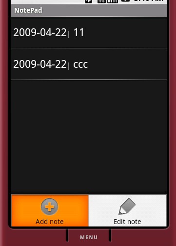 Android札记之二：改进的NotePad Demo