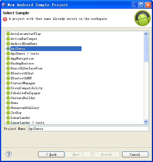 怎么导入android sdk 的 sample中的源码