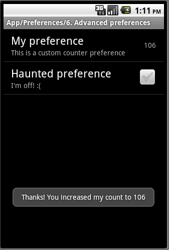 Android ApiDemos示范解析(31)：App->Preferences->Launching preferences