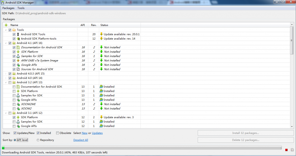 Android 升级 SDK，安装4.0及以下SDK
