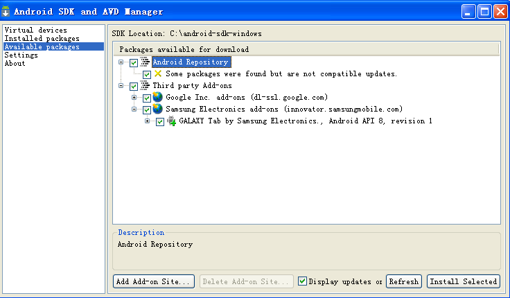 Android 2.3 SDK 配备方法