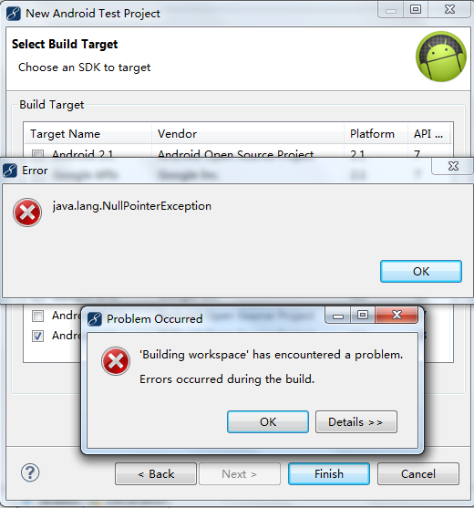 myeclipse����Android Test Project��java.lang.NullPointException