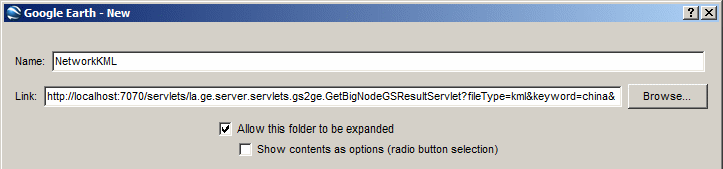 将在Google中搜寻 KML 文件的结果整合到Google Earth中