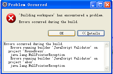 ���Eclipse��errors running builder ��javascript validator�� on project���й�����